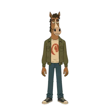 Hank, a horse in a green jacket (classic cartoon style)